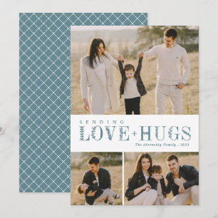 3 Foto van Collage Greenery Letters Love Hugs Dust Feestdagenkaart