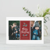 3 Foto van Elegant Holly | Kerstrood Feestdagenkaart (Staand voorkant)