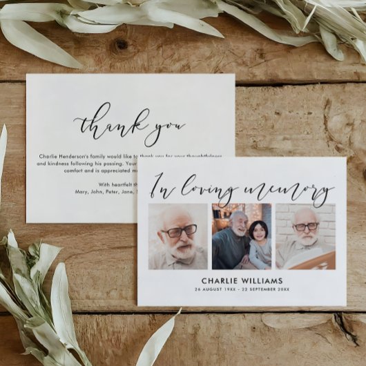 3-foto viering van het leven / begrafenis / rouwfe bedankkaart