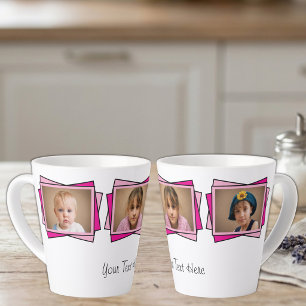 3 foto voeg je tekst toe roze latte mok