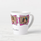 3 foto voeg je tekst toe roze latte mok (Rechterhoek)
