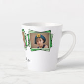 3 foto voeg uw tekst groen toe latte mok (Rechts)