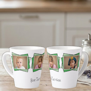 3 foto voeg uw tekst groen toe latte mok