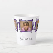 3 foto voeg uw tekst paars toe latte mok (Voorkant)