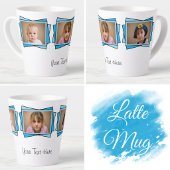 3 foto voeg uw tekst toe blauw latte mok
