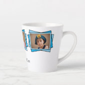 3 foto voeg uw tekst toe blauw latte mok (Rechts)