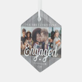 3 Foto voor eerste Kerstmis Gangschikt grijs faux  Glas Ornament (Voorkant links)