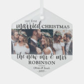 3 Foto voor het eerst gehuwde kerstPassen getrouwd Glas Ornament (Voorkant)