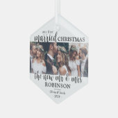 3 Foto voor het eerst gehuwde kerstPassen getrouwd Glas Ornament (Voorkant links)