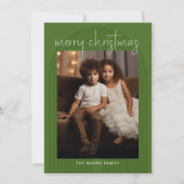 3 Foto Vrolijk Kerst Abstracte Lijnen Handgeschrev Feestdagenkaart (Voorkant)