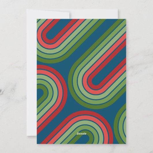 3 Foto Vrolijk kerstfeest - blauwe groene retro st Feestdagenkaart (Achterkant)