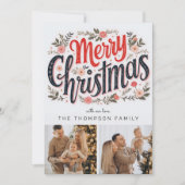 3 foto Vrolijk Kerstfeest Botanische Kerst Kaart (Voorkant)