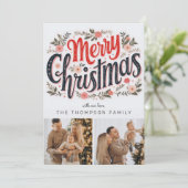 3 foto Vrolijk Kerstfeest Botanische Kerst Kaart (Staand voorkant)