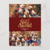 3 Foto Vrolijk kerstfeest in Gold Holiday Briefkaa Feestdagenkaart (Voorkant)