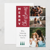 3 Foto Vrolijk Kerstfeest Kaart - Rood (Voorkant / Achterkant)