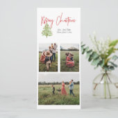 3 foto Waterverf Kerst Kaart Plaid op Terug (Staand voorkant)