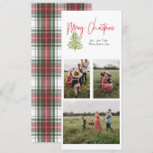 3 foto Waterverf Kerst Kaart Plaid op Terug (Voorkant / Achterkant)