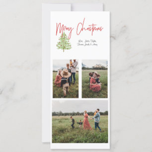 3 foto Waterverf Kerst Kaart Plaid op Terug
