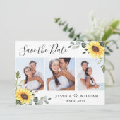 3 Foto Waterverf Zonnebloemen Eucalyptus Weddensch Save The Date (Staand voorkant)
