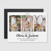 3 Foto Weddenschap Postpone | Wijziging | Datum op Magnetische Uitnodiging (Voorkant / Achterkant)