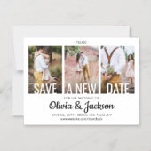 3 Foto Weddenschap Postpone | Wijziging | Datum op Magnetische Uitnodiging (Voorkant)