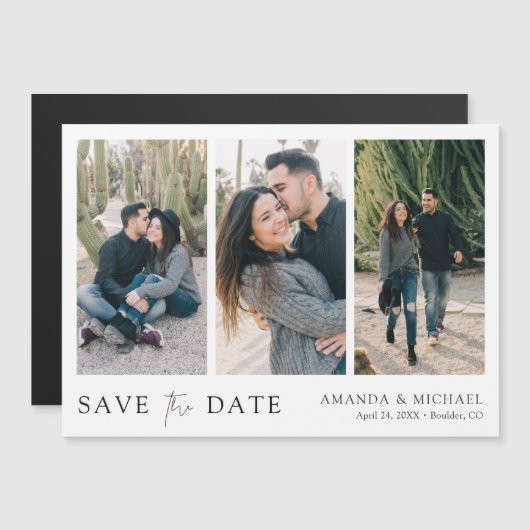 3 Foto Weddenschap Save the Date Magnet (Voorkant / Achterkant)