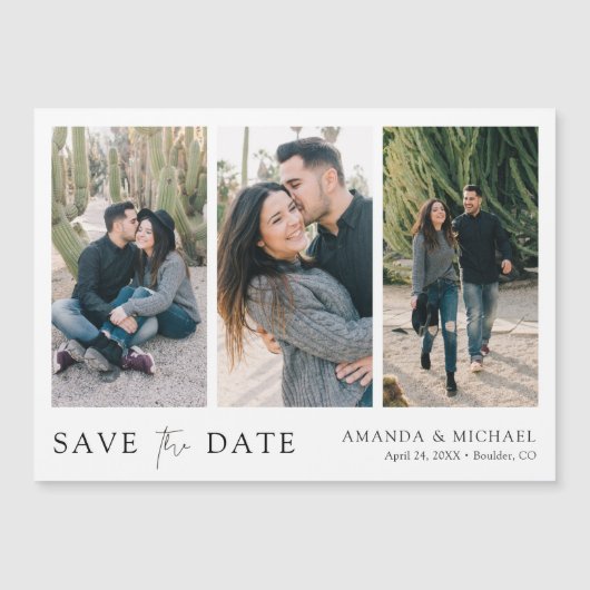 3 Foto Weddenschap Save the Date Magnet (Voorkant)
