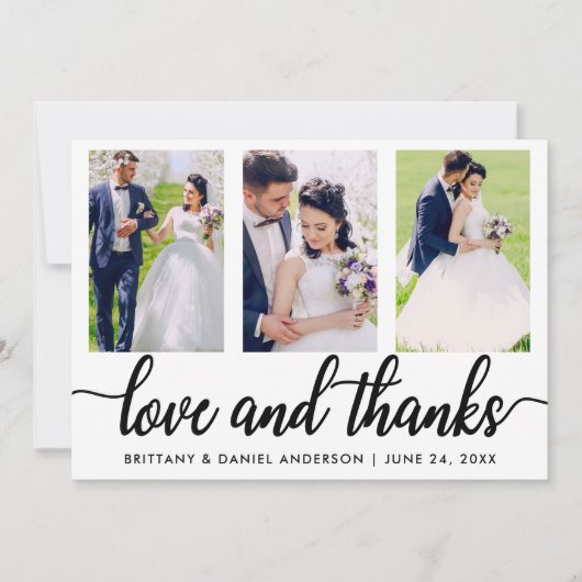 3 Foto Wedding Love and Bedankt (Voorkant)