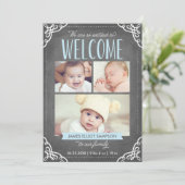 3-Foto Welkom schoolbord | geboorteaankondiging Aankondiging (Staand voorkant)