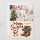 3 Foto Western Boog & Laarzen Kerst Feestdagenkaart (Voorkant)