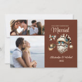 3 Foto Western Eerste kerst getrouwd Feestdagenkaart (Voorkant)