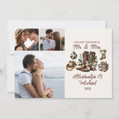 3 Foto Western Eerste Kerstdag als Mrs. en Mr. Feestdagenkaart (Voorkant)