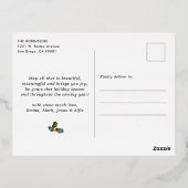 3 foto winter botanische rode vrolijke kerst folie feestdagen briefkaart (Achterkant)