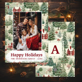 3 Foto Woodland Leuke rustieke land kerst Feestdagenkaart