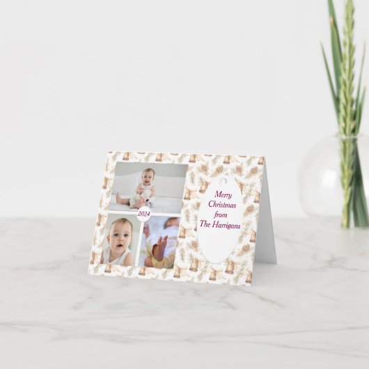 3 Foto Zachte Neutrale Kerst Kaart (Voorkant)