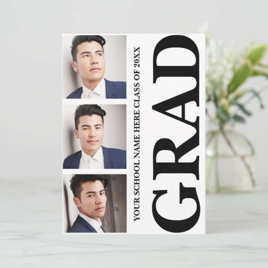 3 Foto zijtypografie Afstuderen Kaart (Staand voorkant)