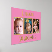 3 foto zo schattig voeg naam roze goud toe folie afdrukken (Laagn)