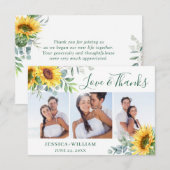 3 FOTO Zonnebloemen Eucalyptus Rustic Wedding Bedankkaart (Voorkant / Achterkant)