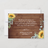 3 FOTO Zonnebloemen Eucalyptus Wedding Rustisch Bedankkaart (Achterkant)