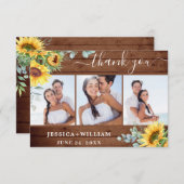 3 FOTO Zonnebloemen Eucalyptus Wedding Rustisch Bedankkaart (Voorkant / Achterkant)