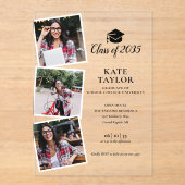 3 foto Zwart en goud afstudeerfeest uitnodiging (Voorkant)