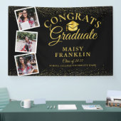 3 foto zwart en goud glitter afstudeerfeest spandoek (Beurs)