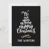 3 Foto Zwarte & Witte Kerstboom Lettering  Feestdagenkaart (Voorkant)