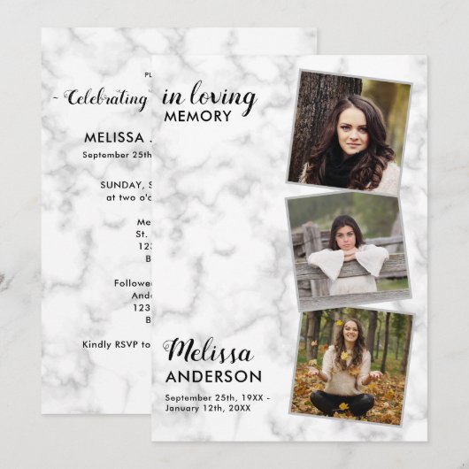 3 Fotobegrafenis op maat van het leven Kaart (Voorkant / Achterkant)