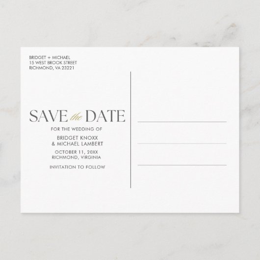 3 Fotobruiloft Bewaar de datum Aankondigingskaart (Achterkant)