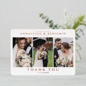 3 Fotobruiloft Hartelijk dank Modern Roos Gold Folie Uitnodiging (Staand Voorkant)