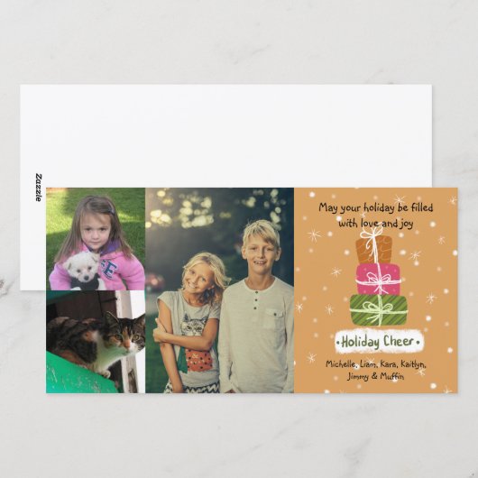 3 Fotocollage Aangepaste naam Kerstmis Groeten Feestdagenkaart (Voorkant / Achterkant)