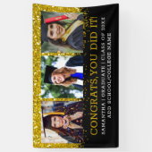 3 Fotocollage Afstudeerder Black Gold Glitter Spandoek (Verticaal)