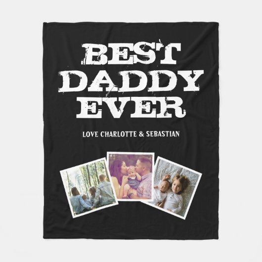 3 fotocollage beste papa ooit gepersonaliseerd fleece deken (Voorkant)