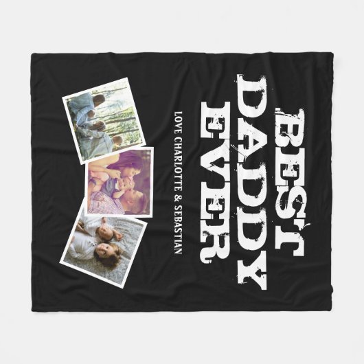 3 fotocollage beste papa ooit gepersonaliseerd fleece deken (Voorkant (Horizontaal))